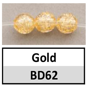 Beads 6mm Round Translucent Gold Sparkle (BD62-6mm)