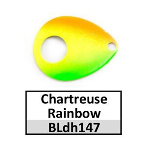 Size 5 Colorado Double Hole Custom Painted Spinner Blades – Chartreuse Rainbow (BLdh147-5-4)