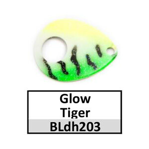 Size 4 Colorado Double Hole Custom Painted Spinner Blades – Glow Tiger (BLdh203-4-4)