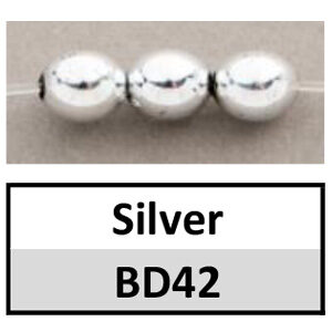 Beads 4mm Round Metallic Silver/Nickel (BD42-4mm)
