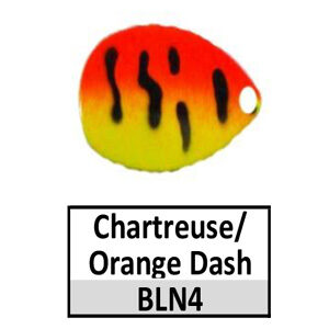 Size 5 Indiana NB CP Spinner Blades – N4 Chartreuse/Orange Dash