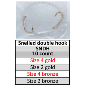 Snelled Double/2 Hooks Size 2 Gold (SNDH-2g-10)