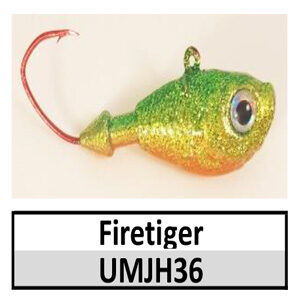 Ultra Minnow Jig Head (lead product) – 1 oz – Glitter Fire Tiger (JH36)