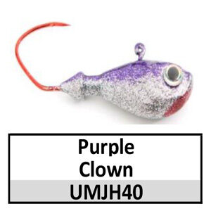 Ultra Minnow Jig Head (lead product) – 1/2 oz – Purple Clown