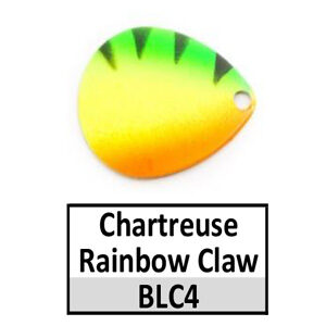 Willow NB Custom Painted Spinner Blades – C4/N7 Chartreuse Rainbow Claw