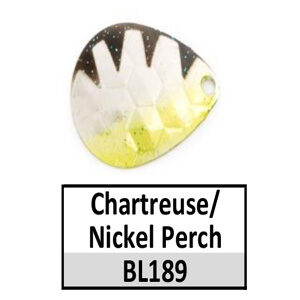 Size 4 Colorado Baitfish Perch Spinner Blades – chartreuse/nickel perch deep cup BL189dc