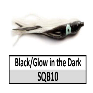 Soft Plastic Squid Bodies (lifelike action) – Black/Glow in the Dark