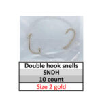 Size 2 gold Double/2 Hook Snelled Hook