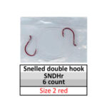 Size 2 red Double/2 Hook Snelled Hook