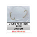 Size 4 bronze Double/2 Hook Snelled Hook