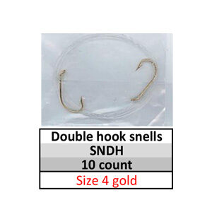 Snelled Double/2 Hooks Size 4 Gold (SNDH-4g-10)