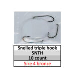 Size 4 bronze Triple/3 Hook Snelled Hook