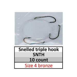 Snelled Triple/3 Hooks Size 4 Bronze (SNTH-4b-10)