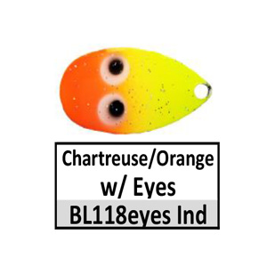 Size 5 Indiana NB CP Spinner Blades – BL118eyes chartreuse/orange w/ eyes