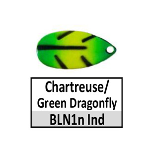 Size 5 Indiana NB CP Spinner Blades – BLN1 chartreuse/green dragonfly Indiana
