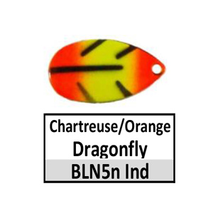 Size 5 Indiana NB CP Spinner Blades – BLN5 chartreuse/orange dragonfly Indiana