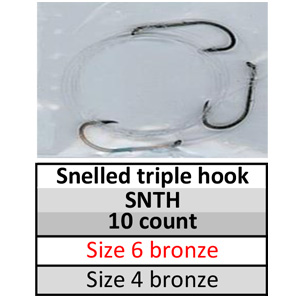 Snelled Triple/3 Hooks (SNTH-10) - D&B Fishing