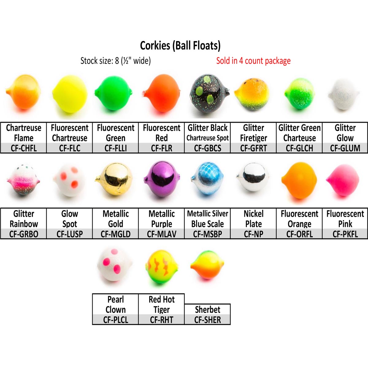 Corkies-Ball Floats Chartreuse/Orange (CF-CHFL)