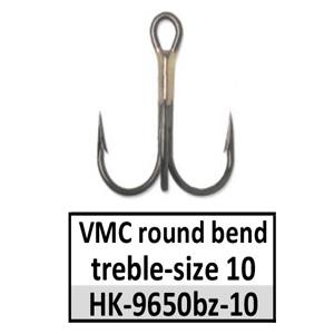 Hooks (HK-)(make your own lures) – HK-9650bz-10 VMC round bend treble-size 10 bronze
