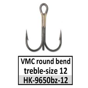 Hooks (HK-)(make your own lures) – HK-9650bz-12 VMC round bend treble-size 12 bronze