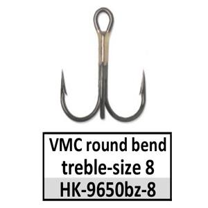 Hooks (HK-)(make your own lures) – HK-9650bz-8 VMC round bend treble-size 8 bronze