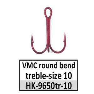 Hooks (HK-)(make your own lures) – HK-9650tr-10 VMC round bend treble-size 10 red