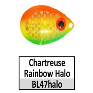 Size 6 Indiana Premium CP Spinner Blades – BL47halo Chartreuse Rainbow halo
