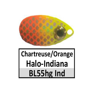Size 5 Indiana Halo Spinner Blades – BL55hg chartreuse/orange with halo