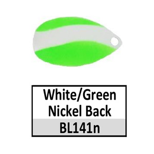Size 5 Indiana Striped/2 Tone Spinner Blades – BL141n White/Green w/ nickel back Indiana
