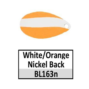 Size 5 Indiana Striped/2 Tone Spinner Blades – BL163n White/Orange w/ nickel back Indiana