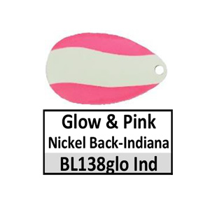 Size 4 Indiana Striped/2 Tone Spinner Blades – BL138glo Glow/Pink w/ nickel back Indiana