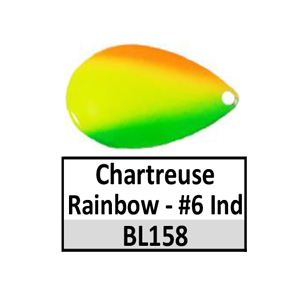 Size 6 Indiana Rainbow/Tricolor Spinner Blades – BL158 Chartreuse Rainbow Indiana 6