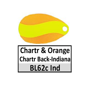 Size 5 Indiana Striped/2 Tone Spinner Blades – BL62c chartreuse/orange w/ chartreuse back Indiana