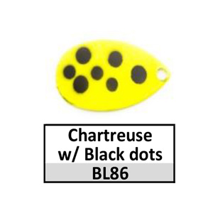Size 5 Indiana Multi Dotted Spinner Blades – BL86 chartreuse w/ black dots Indiana