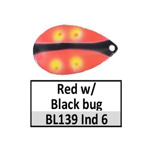 Size 6 Indiana Bug Pattern Spinner Blades – BL139 red w/ black bug Indiana 6