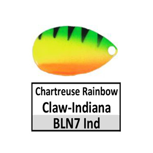 Size 5 Indiana NB CP Spinner Blades – BLN7 chartreuse rainbow claw Indiana