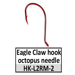 Hooks (HK-)(make your own lures) – HK-L2RM-2 Eagle Claw long shank octopus-size 2 red