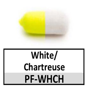 Pill Style Rig Floats for Fishing – White/Chartreuse