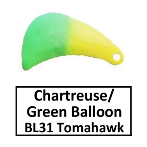 Tomahawk Striped/2 Tone Basic Spinner Blades – BL31 Chartreuse/Green Balloon Tomahawk